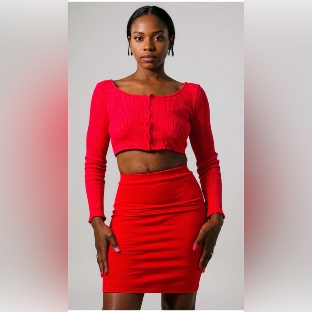 Better Be Vibrant Red Skirt Set